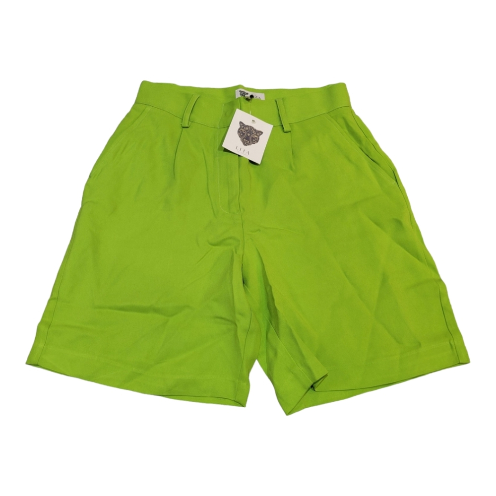 LITA BY CIARA Spark Short In Viscose Crepe In Acid Green